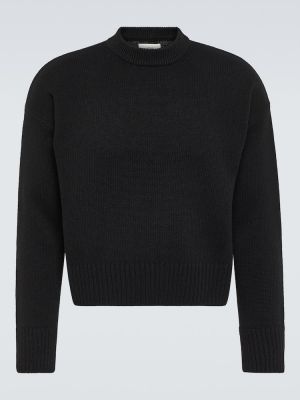 Sweter wełniany z kaszmiru Ami Paris czarny