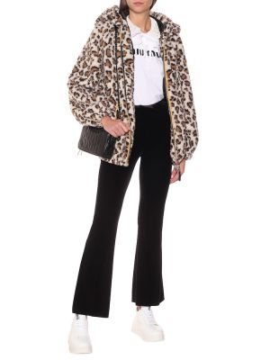 Hanorac cu glugă din fleece cu imagine cu model leopard Miu Miu maro