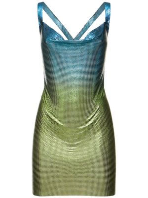 Mini obleka z mrežo z draperijo Fannie Schiavoni zelena