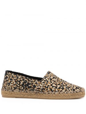 Leopard trykt brodert espadrillos Saint Laurent brun