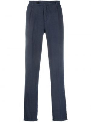 Lněné rovné kalhoty Massimo Alba modré