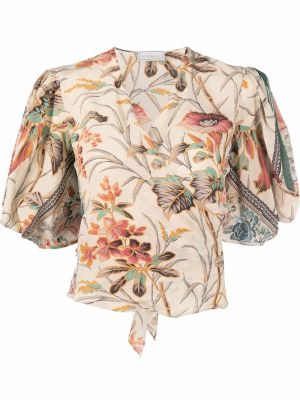 Trykt floral silke kort bluse Pierre-louis Mascia