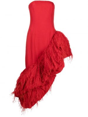 Sukienka koktajlowa w piórka asymetryczna Cult Gaia czerwona