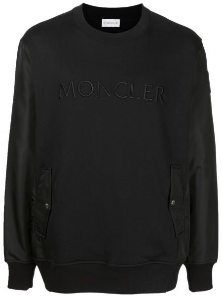 Βαμβακερός μακρύ φούτερ με σχέδιο Moncler μαύρο