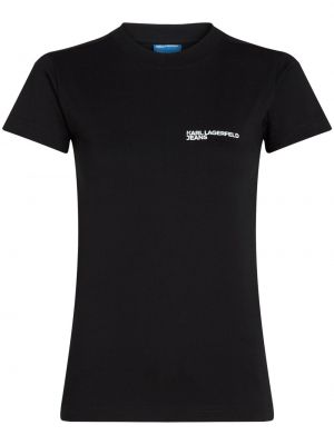 Памучна тениска с принт Karl Lagerfeld Jeans черно