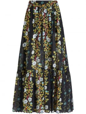 Φλοράλ βαμβακερή maxi φούστα με σχέδιο Etro μαύρο