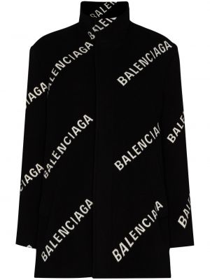 Žakárový kabát s potlačou Balenciaga čierna