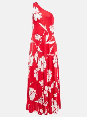 Midi obleka s cvetličnim vzorcem Polo Ralph Lauren rdeča