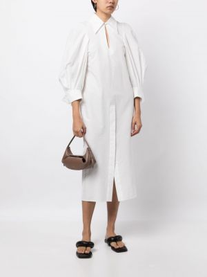 Jedwabna sukienka midi bawełniana Mame Kurogouchi biała