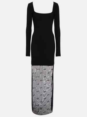 Длинное платье из джерси из тюля Givenchy черное