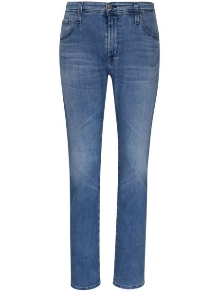 Puuvillased slim fit kitsa lõikega teksapüksid Ag Jeans sinine