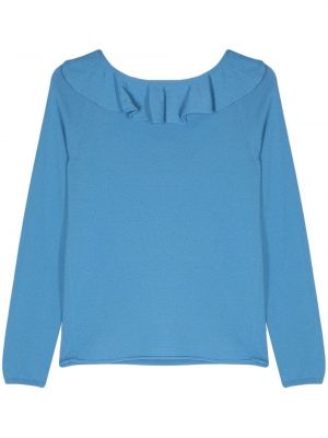 Пуловер с волани Semicouture синьо