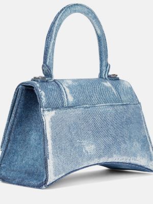 Kožená shopper kabelka Balenciaga modrá