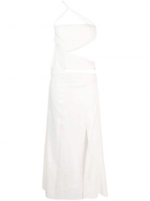 Bavlněné lněné dlouhé šaty bez rukávů Cult Gaia - bílá