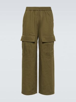 Bombažne kargo hlače s karirastim vzorcem Acne Studios zelena