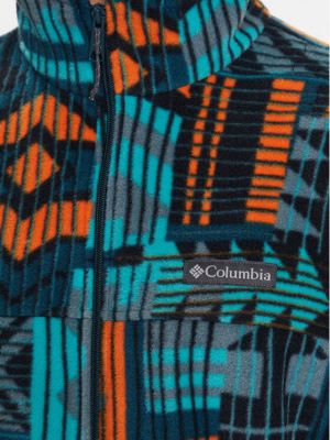 Fleecová priliehavá bunda s potlačou Columbia modrá