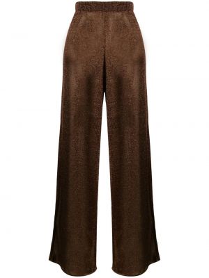 Rovné kalhoty s vysokým pasem Oseree - hnědá
