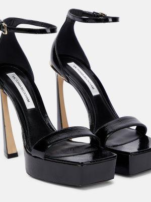 Lakoti dabīgās ādas sandales ar platformu Victoria Beckham melns