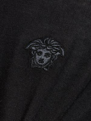 Копринен вълнен пуловер Versace черно