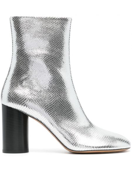 Kožené kotníkové boty Isabel Marant stříbrné