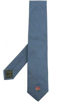 Копринена вратовръзка бродирана Kenzo синьо