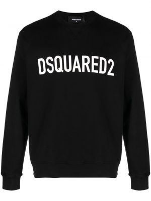 Yuvarlak boyun baskılı uzun kazak Dsquared2 siyah