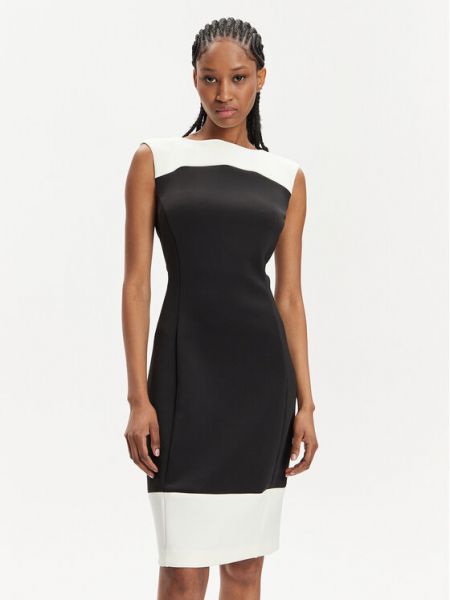Černé neoprenové slim fit koktejlové šaty Calvin Klein