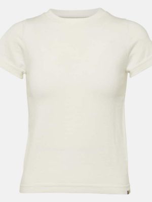 Camiseta de cachemir de algodón con estampado de cachemira Extreme Cashmere blanco