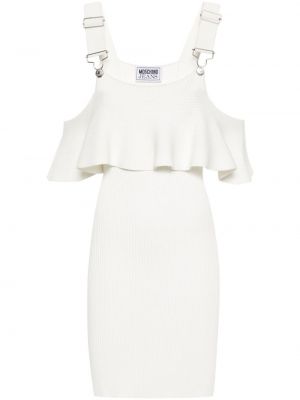 Sukienka mini z falbankami Moschino Jeans biała