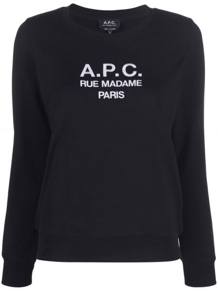 Trykt bomull sweatshirt A.p.c. svart