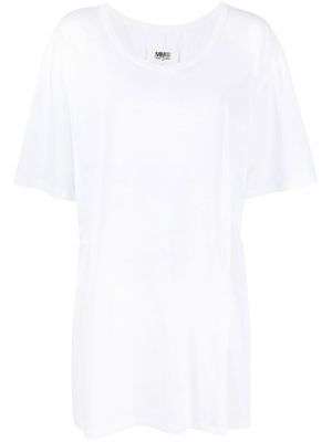Mini robe en coton avec manches courtes Mm6 Maison Margiela blanc