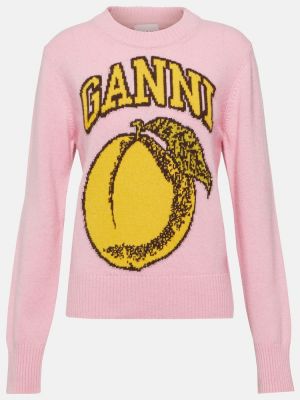 Jersey de lana de tela jersey Ganni rosa