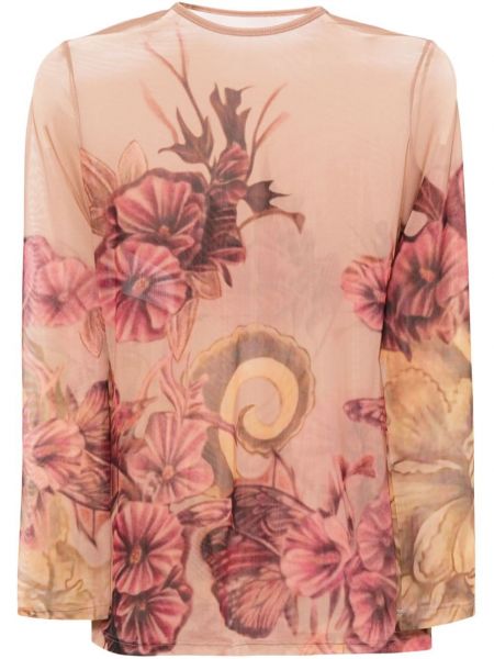 Kvetinové tričko s potlačou Alberta Ferretti béžová