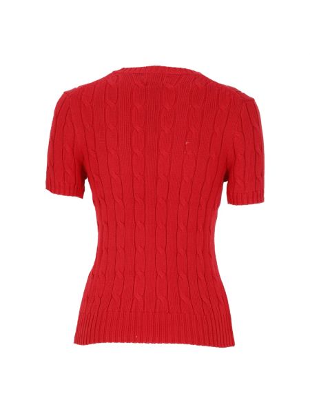 Dzianinowy sweter bawełniany Ralph Lauren czerwony