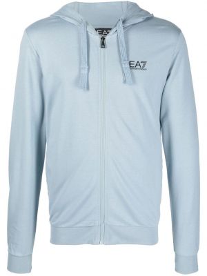 Trykt zip hettegenser Ea7 Emporio Armani blå