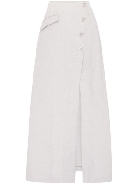 Pamučna lanena maksi suknja Anna Quan bijela