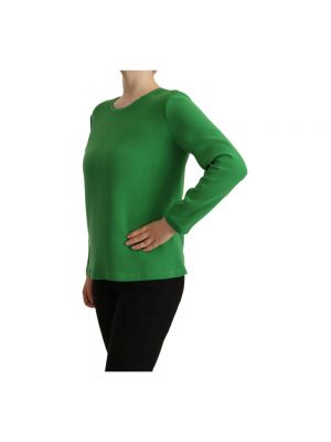Jedwabny sweter z długim rękawem Armani zielony