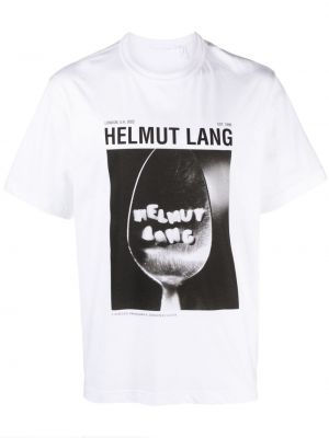 Pamut póló nyomtatás Helmut Lang fehér