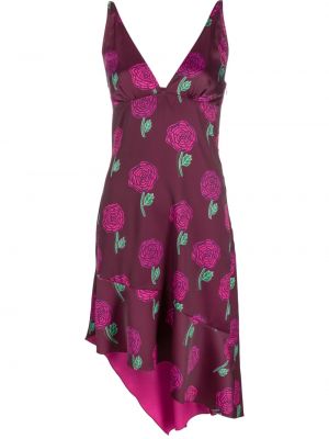 Džinsa auduma kleita bez piedurknēm ar ziediem ar apdruku Versace Jeans Couture rozā