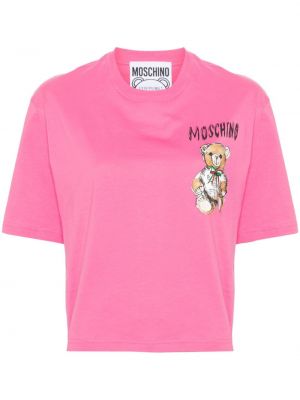 Raštuotas marškinėliai Moschino rožinė