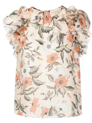 Ruffle ermeløs bluse Ulla Johnson gull