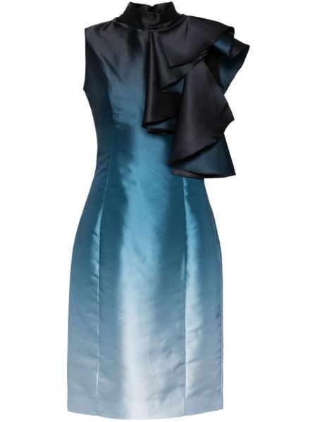 Rovné šaty s volánmi s prechodom farieb Saiid Kobeisy modrá