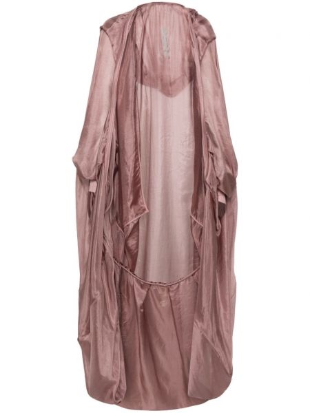 Прозрачно копринено палто Rick Owens розово