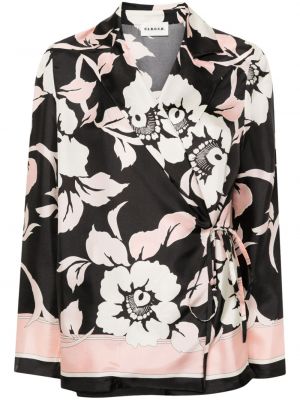 Bluza s cvetličnim vzorcem s potiskom P.a.r.o.s.h. črna