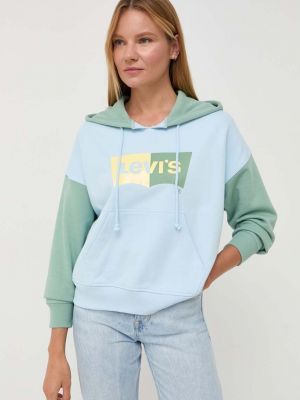 Pamučna hoodie s kapuljačom s printom Levi's® plava