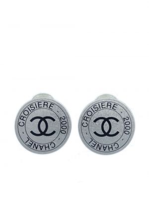 Uhani z gumbi Chanel Pre-owned srebrna