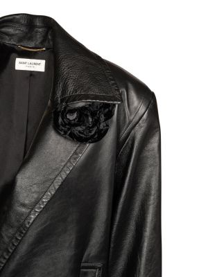 Kožený kabát Saint Laurent černý