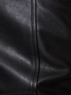 Spódnica skórzana z wysoką talią Moschino czarna