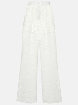 Krajkové kalhoty s vysokým pasem Dolce&gabbana bílé