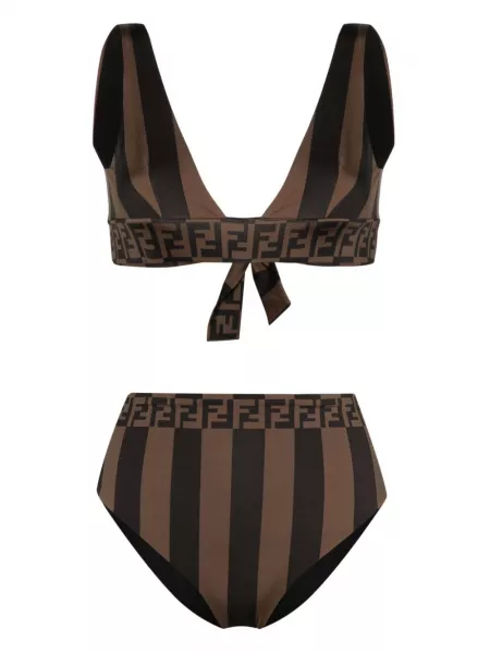 Stribet bikini Fendi brun